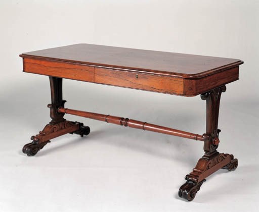A WILLIAM IV ROSEWOOD LIBRARY TABLE