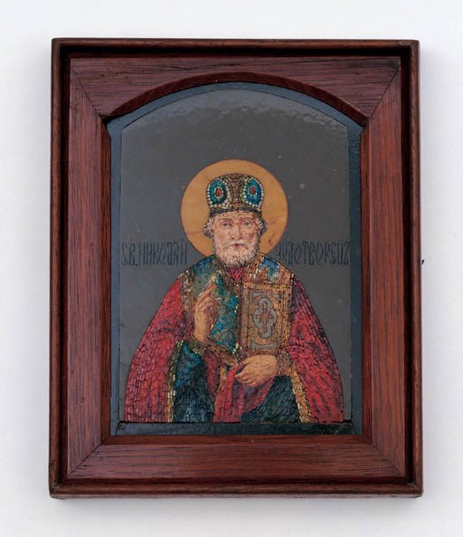 A RUSSIAN MICROMOSAIC ICON OF ST NIKOLAI