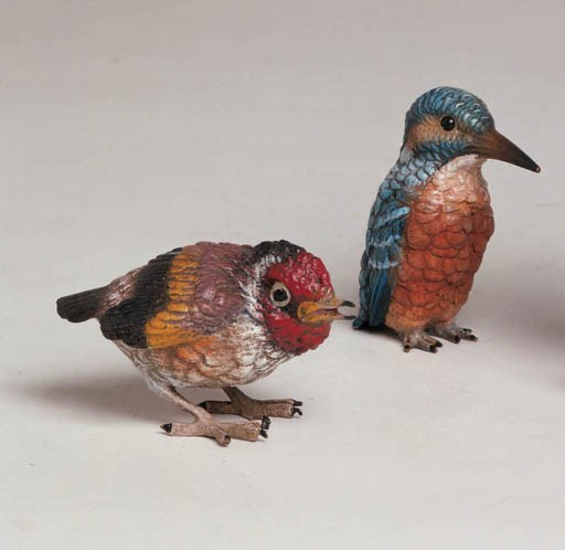 TWO COLD PAINTED BRONZE BIRDS