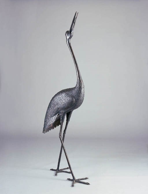 A JAPANESE BRONZE STORK
