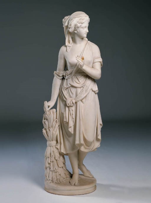 A VICTORIAN WHITE MARBLE STATUE OF RUTH