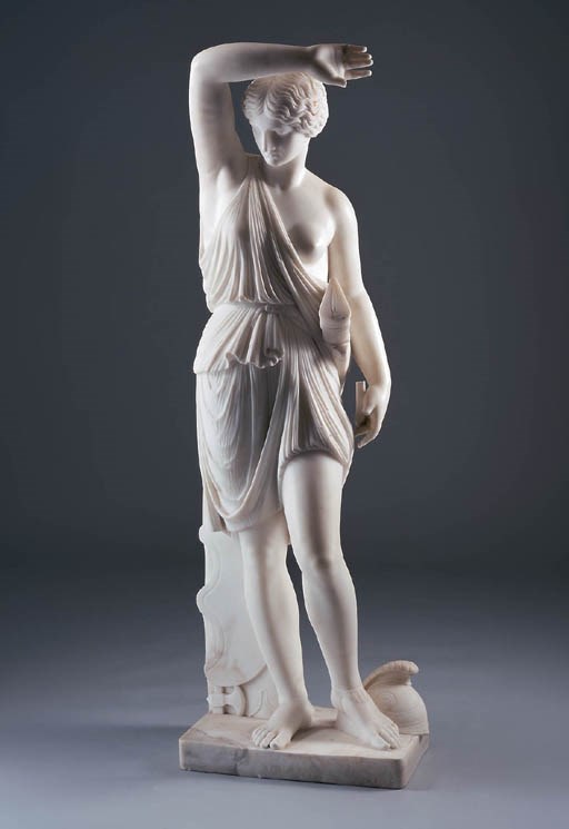 AN ITALIAN MARBLE FIGURE OF DIANA THE HUNTRESS