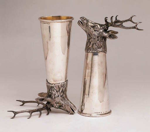 A PAIR OF RUSSIAN SILVER STIRRUP CUPS