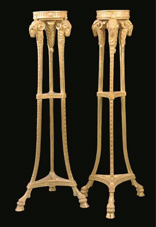A PAIR OF GILTWOOD TORCHERES