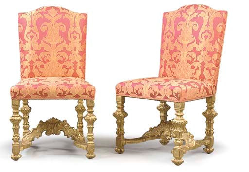 A PAIR OF LOUIS XIV GILTWOOD SIDE CHAIRS