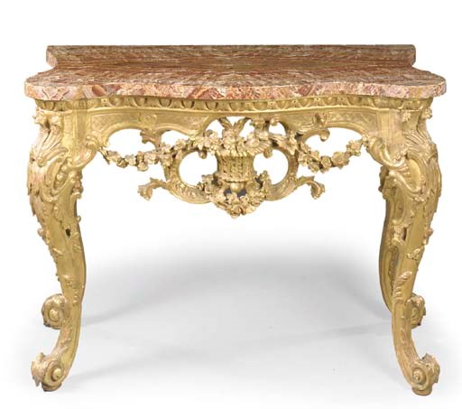 A GEORGE II GILTWOOD SIDE TABLE