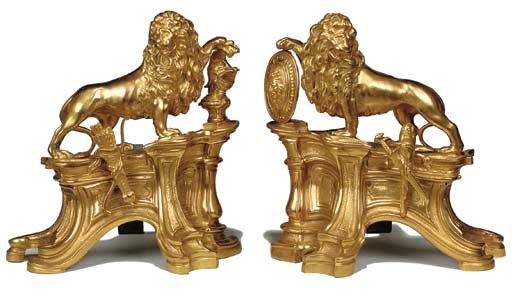 A PAIR OF FRENCH ORMOLU CHENETS