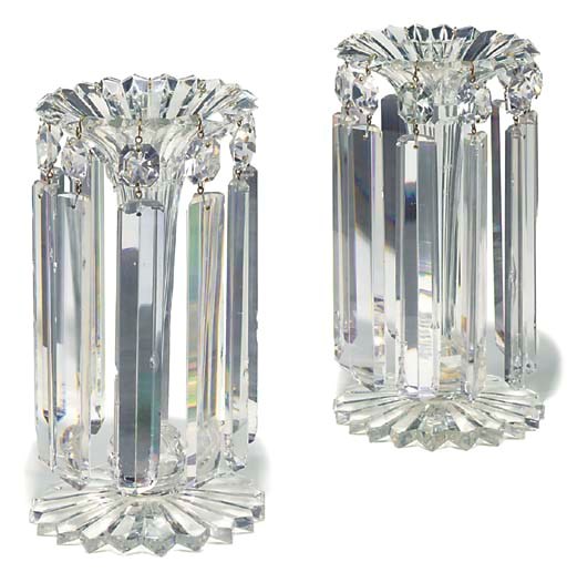 A PAIR OF VICTORIAN CUT-GLASS CANDLESTICKS