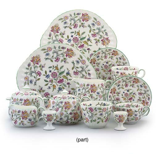 A WEDGWOOD COMMEMORATIVE PART TEA-SERVICE, A MINTON PART SERVICE, A CASED AYNSLEY PART TEA-SERVICE, A CAKE-SLICER AND A COALPORT PART TEA-SERVICE