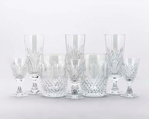 VARIOUS CUT GLASS TUMBLERS, TWO JUGS AND OTHER ITEMS OF CUT GLASSWARE