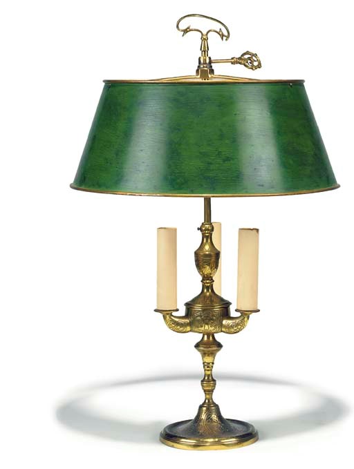 A PUNCHED BRASS LAMPE BOUILLOTTE