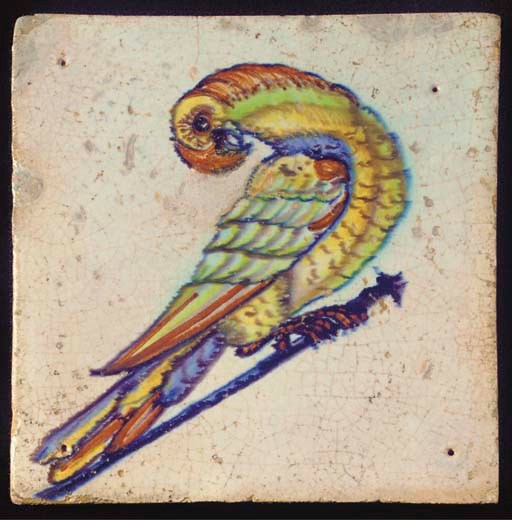 A Gouda polychrome 'bird on a nail' tile