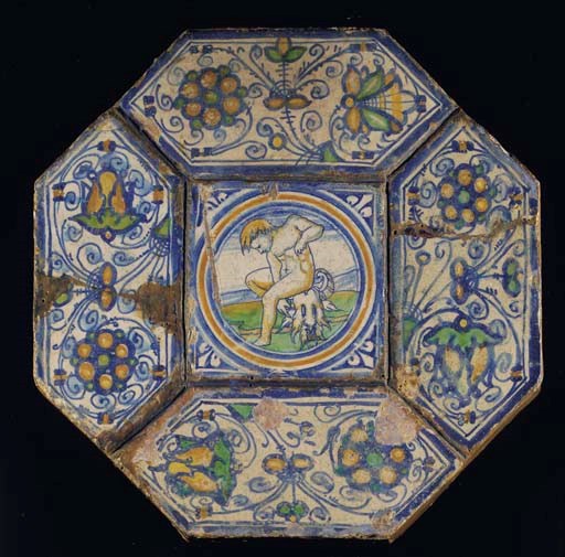 An Antwerp polychrome 'Fère en Tardenois' octagonal floor tile panel