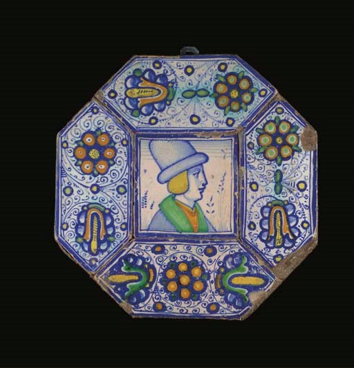 An Antwerp polychrome 'Herkenrode' tile panel