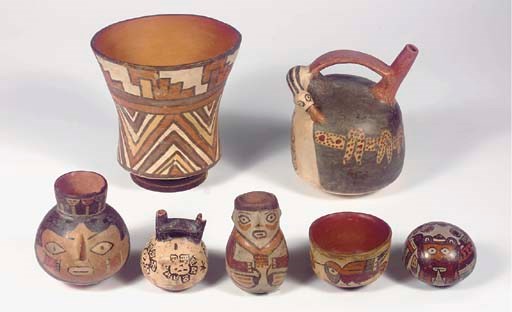 Seven Nazca Polychrome Vessels