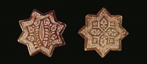 Two small lustre star tiles