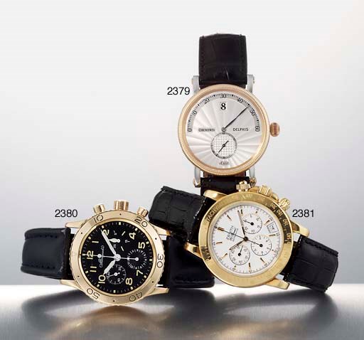CHRONOSWISS. A STAINLESS STEEL AND GOLD AUTOMATIC JUMP HOUR RETROGRADE WRISTWATCH