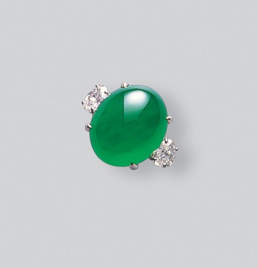 A JADEITE AND DIAMOND RING