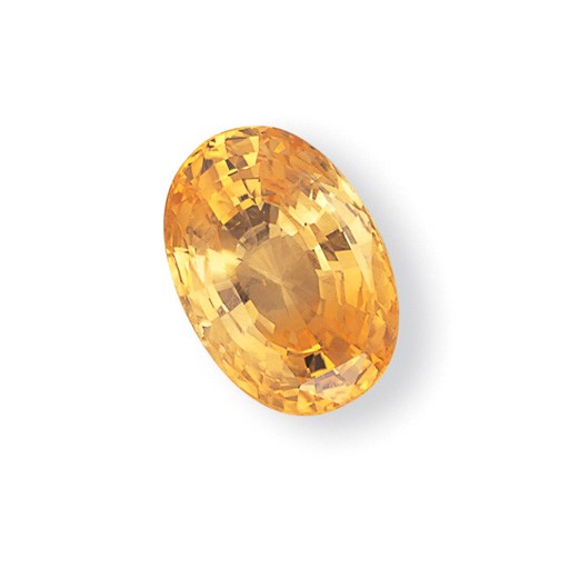 AN UNMOUNTED OVAL-CUT YELLOW SAPPHIRE
