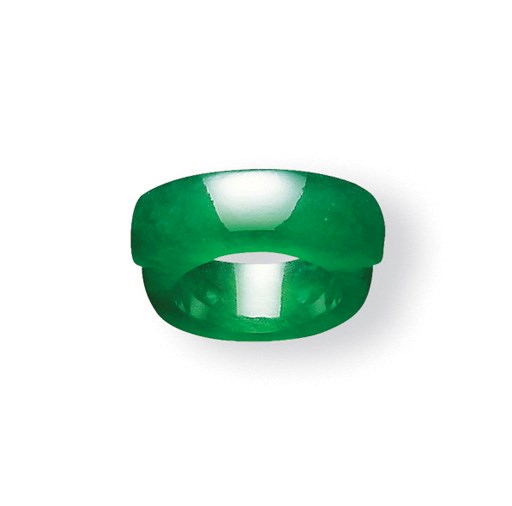 A MAGNIFICENT JADEITE SADDLE RING CUT FROM "SEVENTY FOUR THOUSAND"