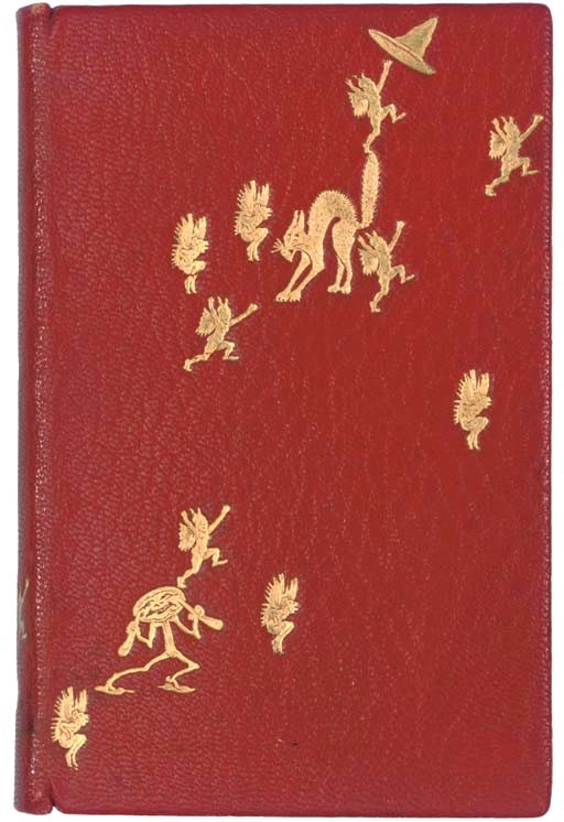 SCOTT, Walter, Sir (1771-1832).  Letters on Demonology and Withcraft. London: John Murray, 1830. Half-title, engraved frontispiece by W.H. Lizars, 12 engraved plates by George Cruikshank, in 3 states, one plain, one on india paper, one hand-coloured. Red morocco by Wood, with gilt tooled cats, witches hat, winged and horned demons, broomstick, turn-ins with gilt fillet and horned demons in the corners. Provenance: Guy Farquhar (bookplate). FIRST EDITION, imaginatively bound. Todd and Bowden 214Aa
