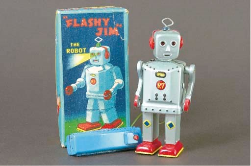 An Ace battery-operated 'Flashy Jim' Robot