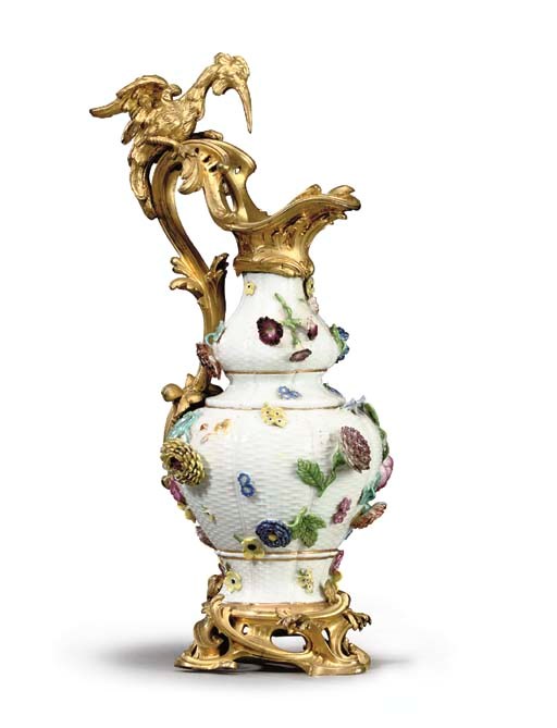 A LOUIS XV ORMOLU-MOUNTED MEISSEN VASE