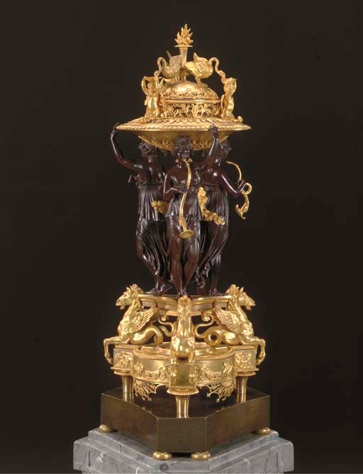 A LOUIS XVI ORMOLU AND PATINATED-BRONZE BRULE-PARFUM