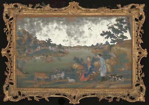 A CHINESE-EXPORT REVERSE MIRROR-PAINTING
