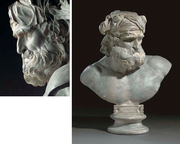 A PLASTER BUST OF VULCAN