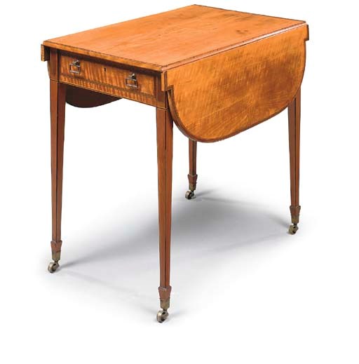 A GEORGE III SATINWOOD AND EBONISED PEMBROKE TABLE