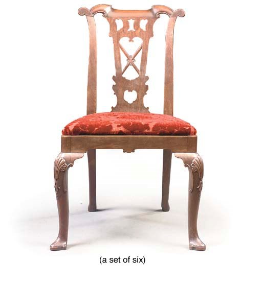 A SET OF SIX IRISH GEORGE III MAHOGANY DINING-CHAIRS