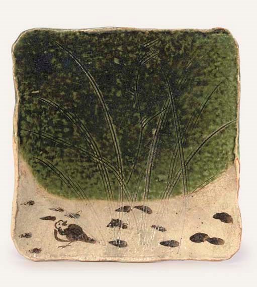 AN ORIBE STYLE SQUARE DISH by Kitaoji Rosanjin (1883-1959)