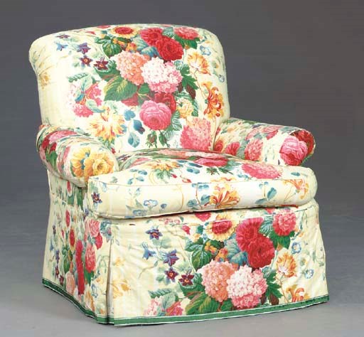 TWO CONTEMPORARY FLORAL CHINTZ COVERED CLUB CHAIRS,