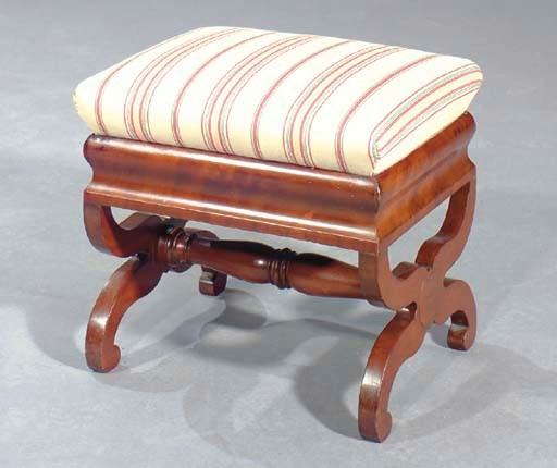 A VICTORIAN MAHOGANY FOOTSTOOL,