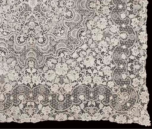 A FINE NEEDLELACE TABLECLOTH