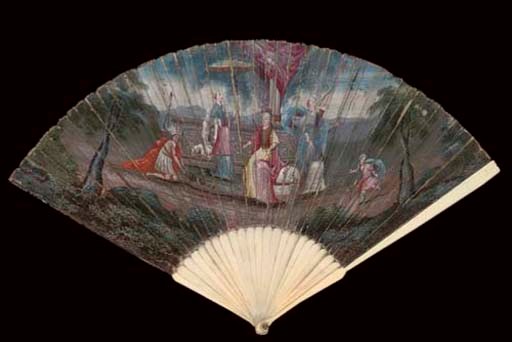 QUEEN ANNE AND AN ALLEGORY OF TRADE AND COMMERCE, A FAN