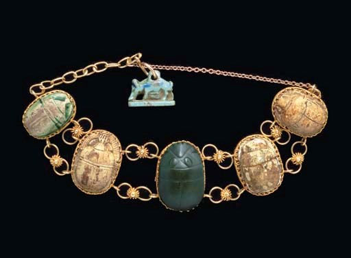 FIVE EGYPTIAN STONE SCARABS