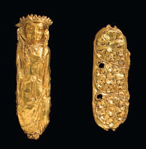TWO ETRUSCAN GOLD APPLIQUES
