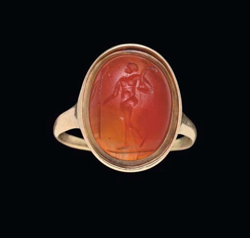 A ROMAN CARNELIAN RING STONE