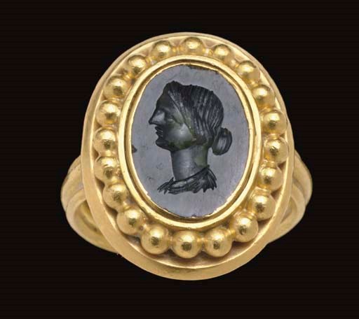 A ROMAN GREEN JASPER RING STONE