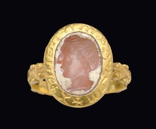 A ROMAN CALCIFIED CARNELIAN RING STONE