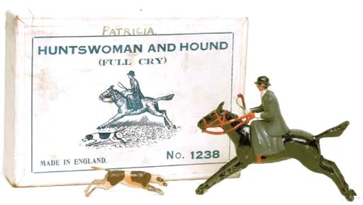 A Britains Set No. 1239 Huntswoman and Hound