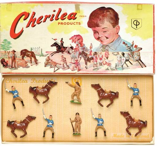 A very rare Cherilea Davy Crockett and 7th Cavalry Figures