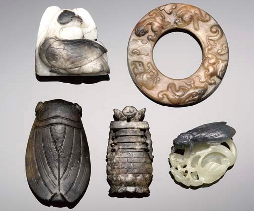 Five jade carvings, Ming Dynasty and later