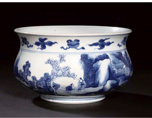 A blue and white censer, Kangxi