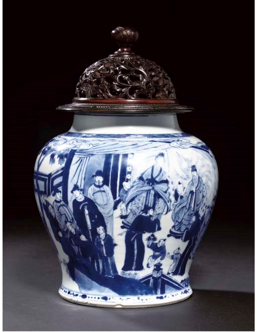 A blue and white baluster vase, Kangxi