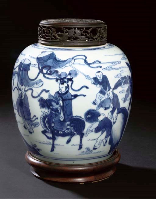 A blue and white ginger jar, Kanxgi