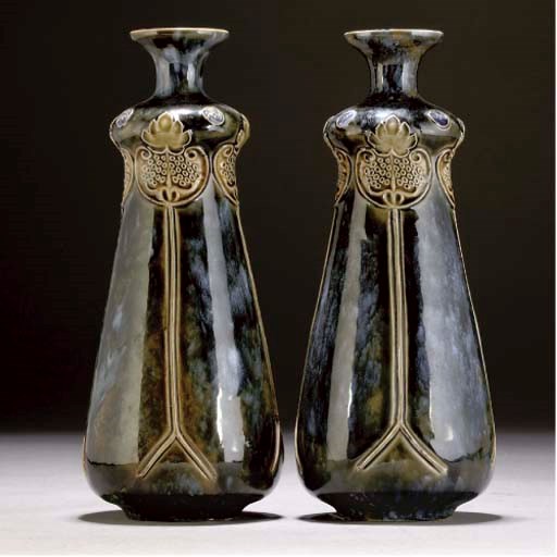 A PAIR OF ROYAL DOULTON VASES