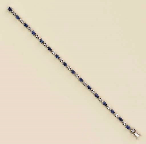 BRACCIALE TENNIS IN ORO, ZAFFIRI E DIAMANTI